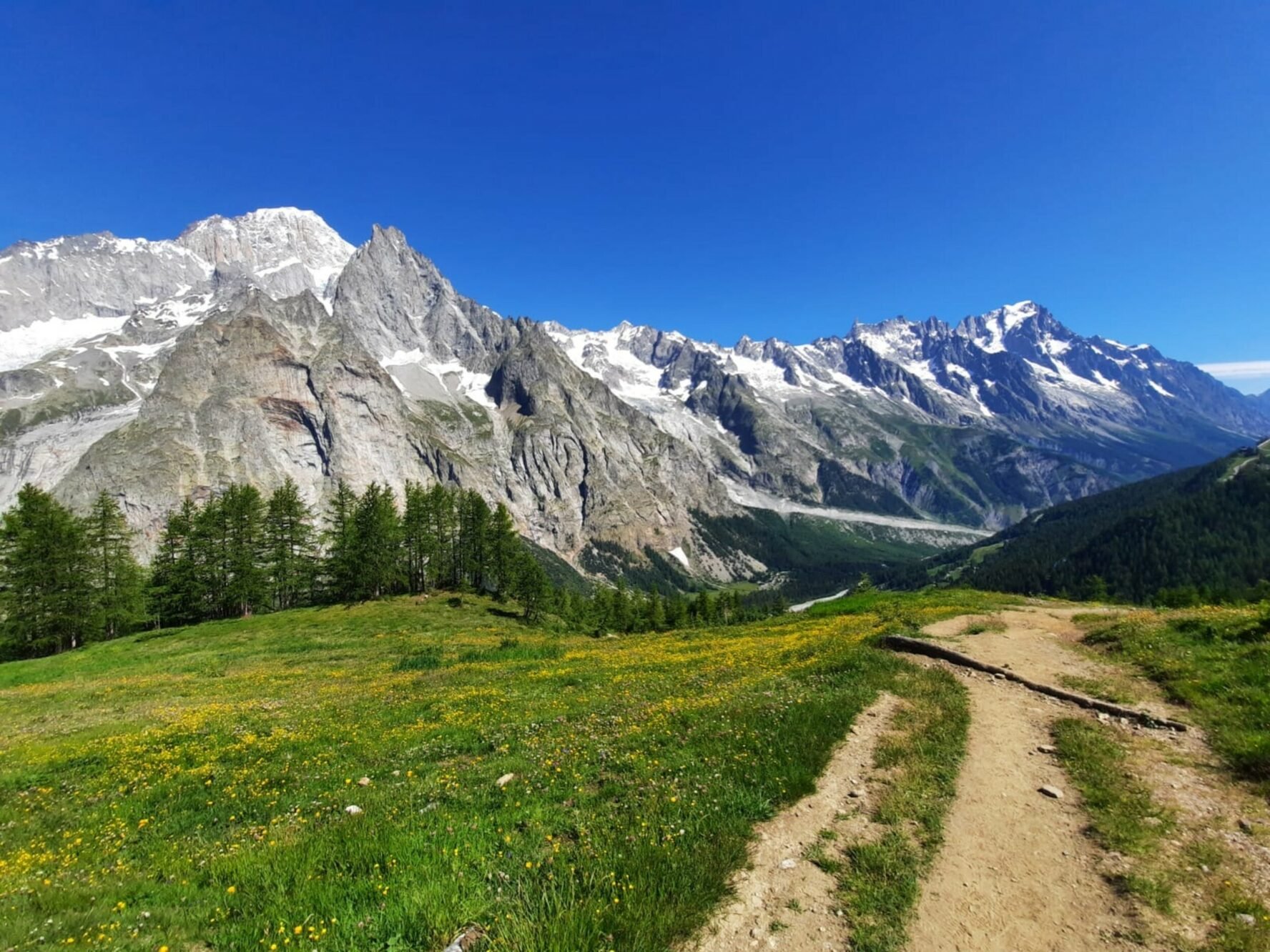A scenic alpine landscape in Val Veny, Mont Blanc