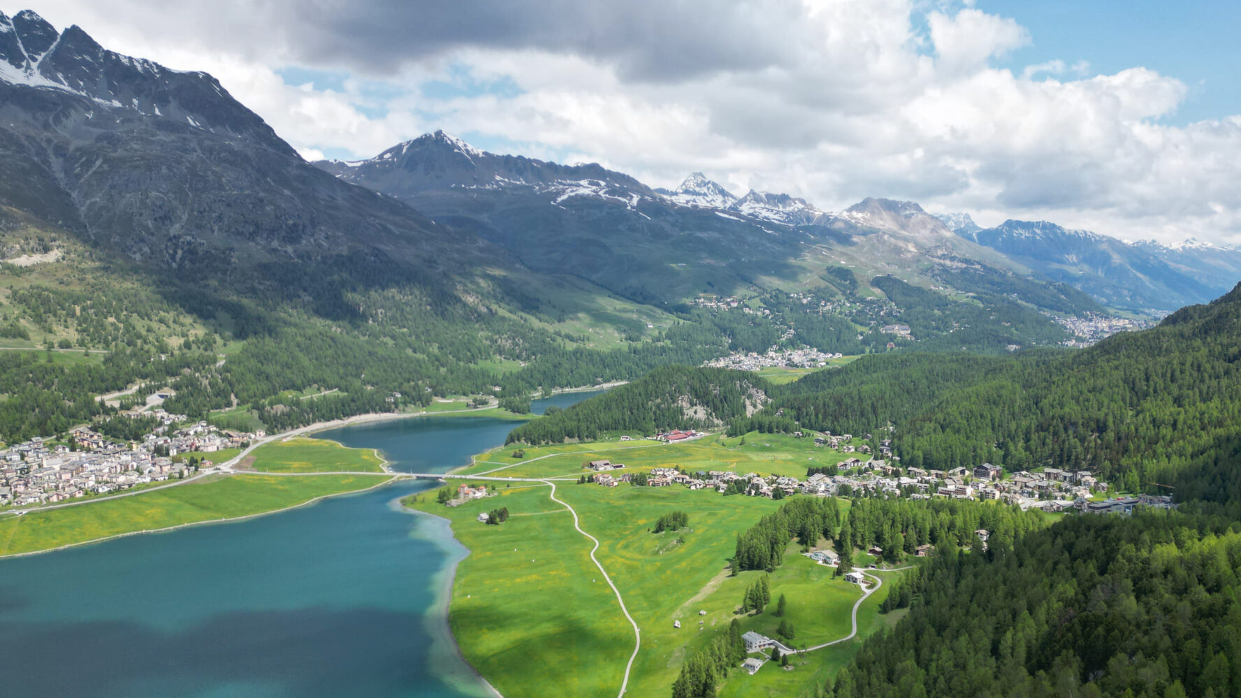 Aerial view lake valleys
