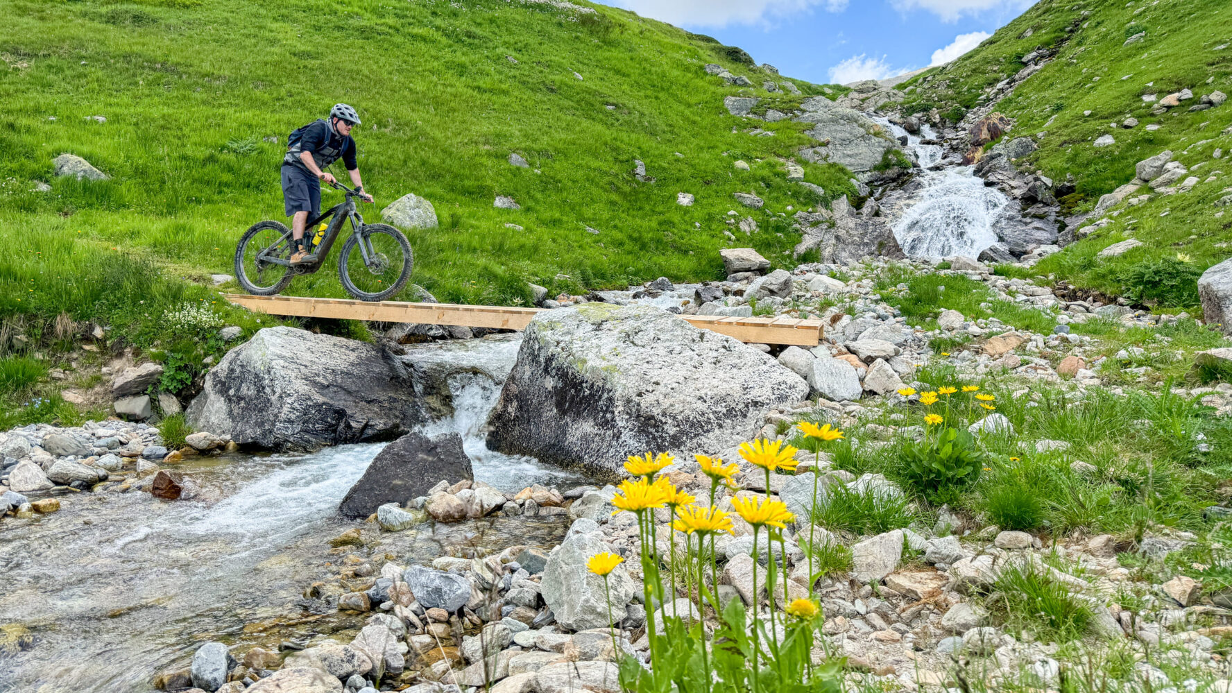 Biker on a bridge
