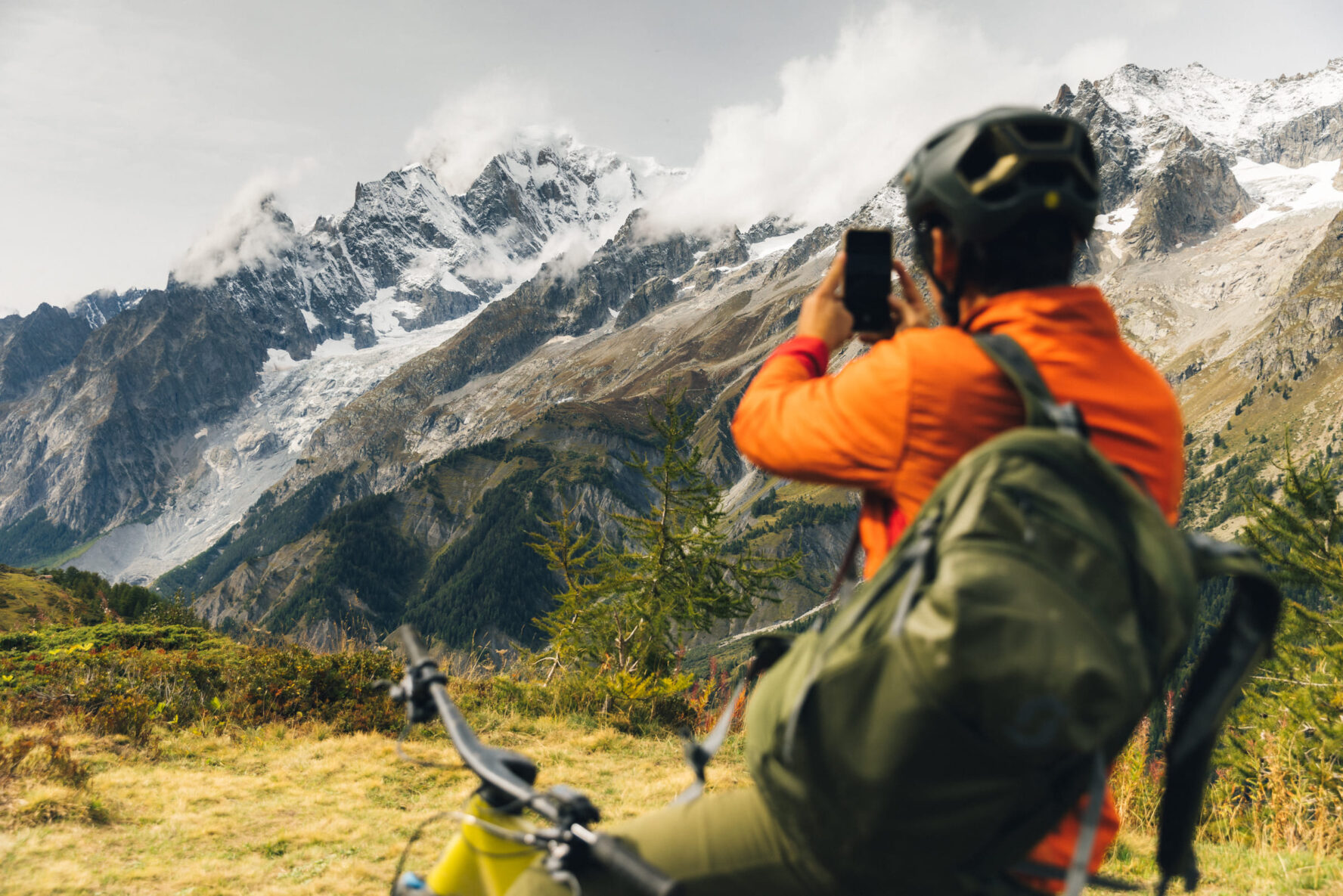 Biker taking photos