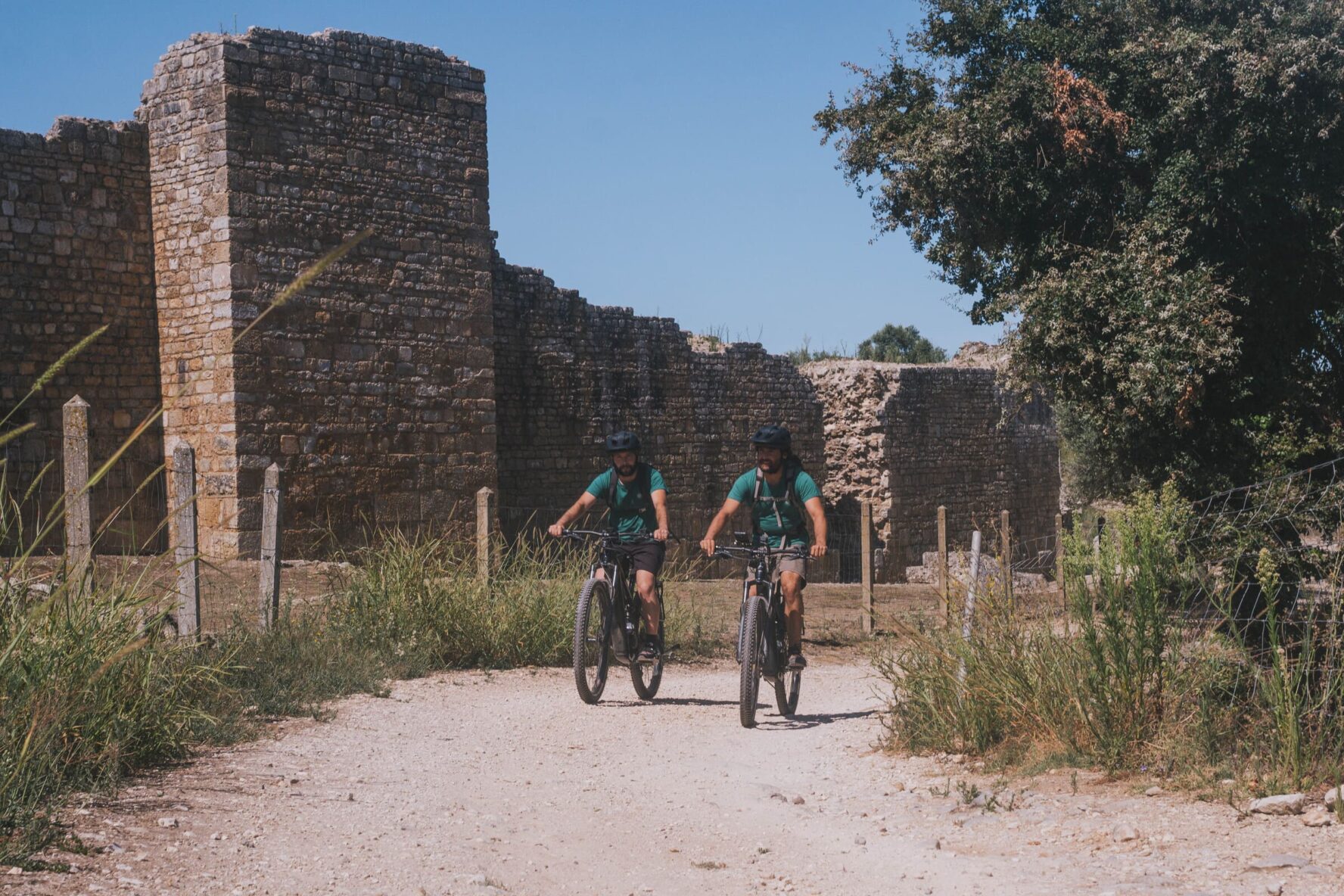 Biking near ruins in Portugal