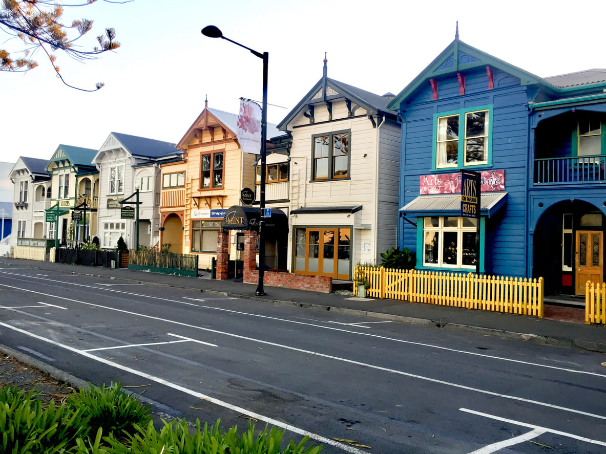 Colorful houses in Napier, New Zealand
