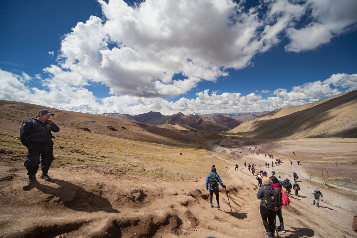 Descending from Rainbow Mountain