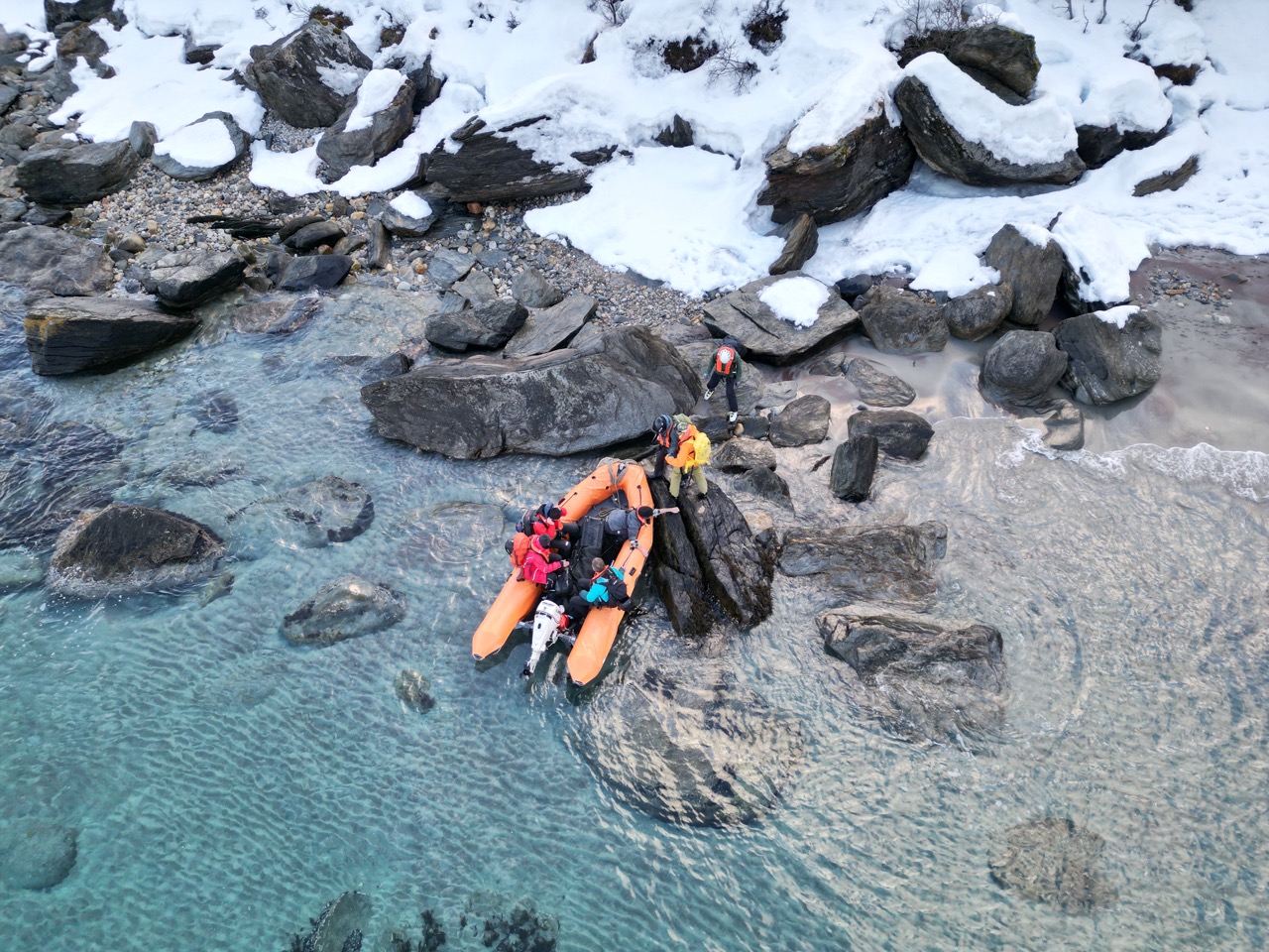 Disembarking from a dinghy, Svalbard