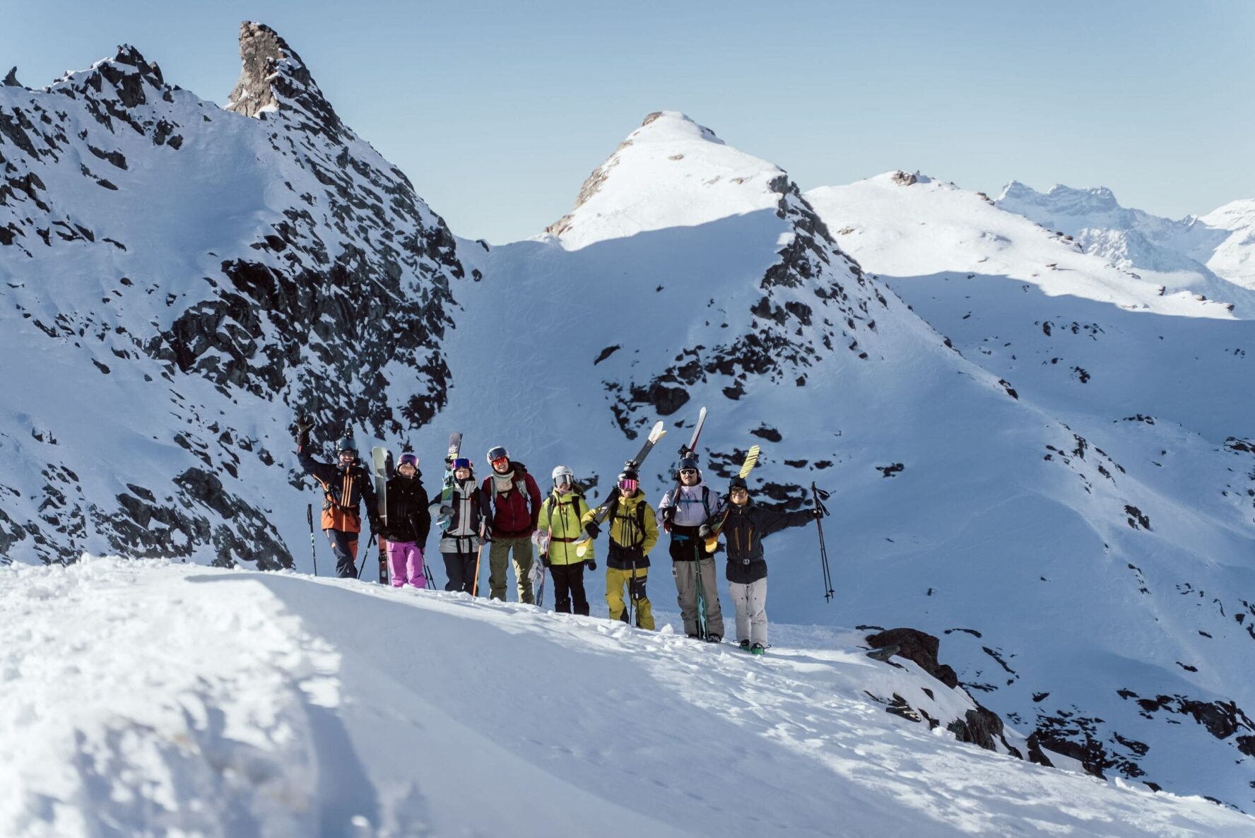 Group of skiers in Verbier Alps