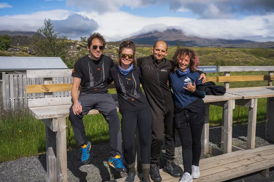 Happy snorkelers in Iceland
