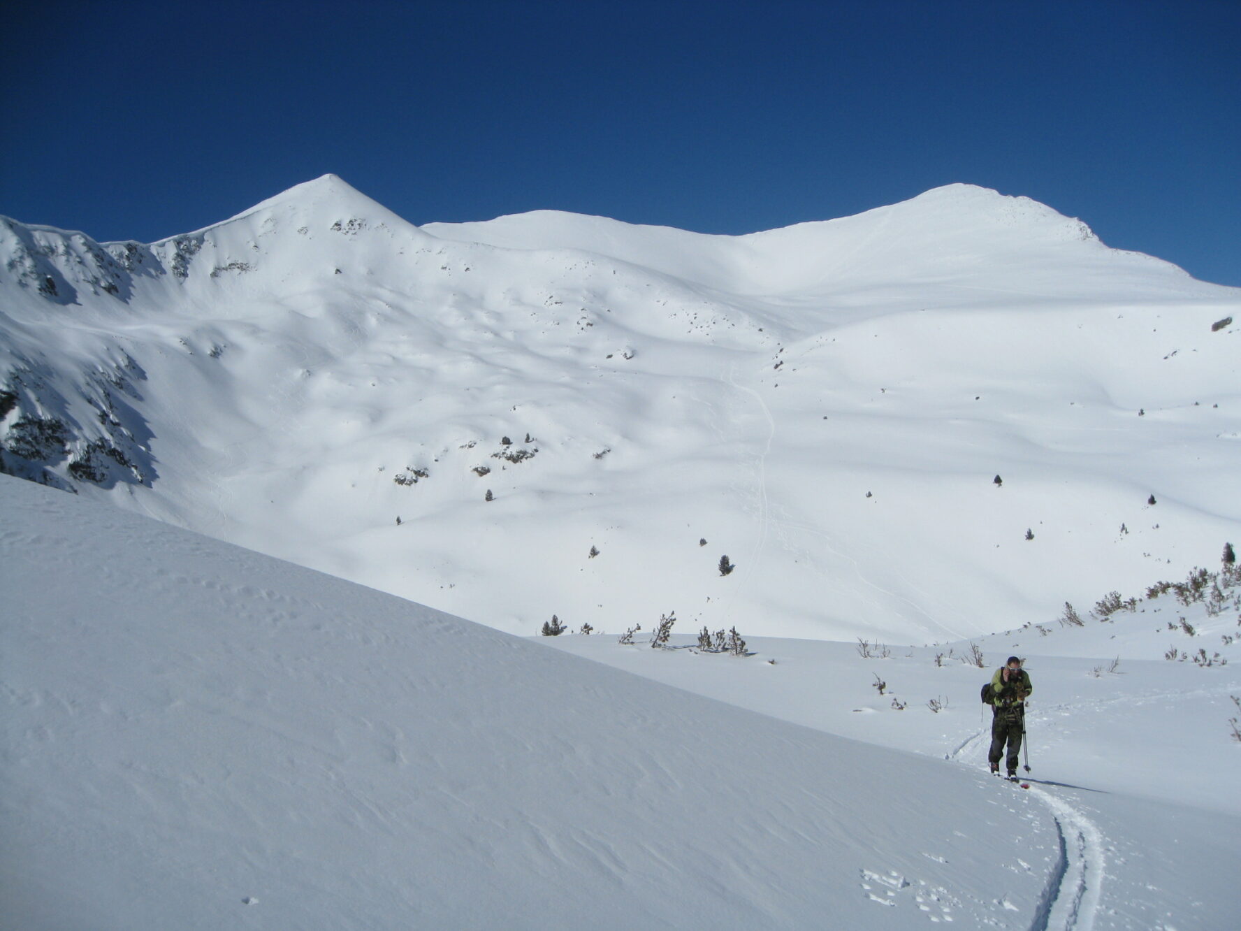 Hiking on fresh snow in Bulgaria