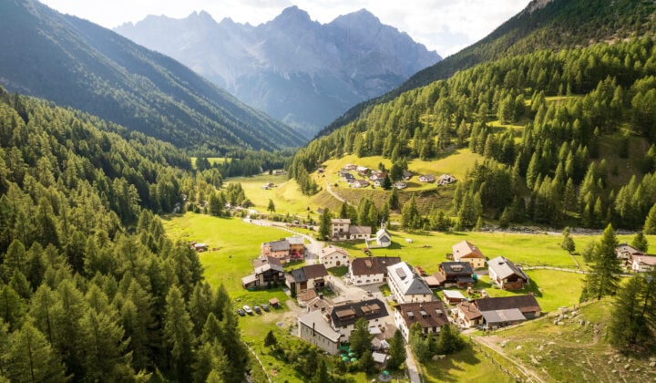 Lush aerial Alps view