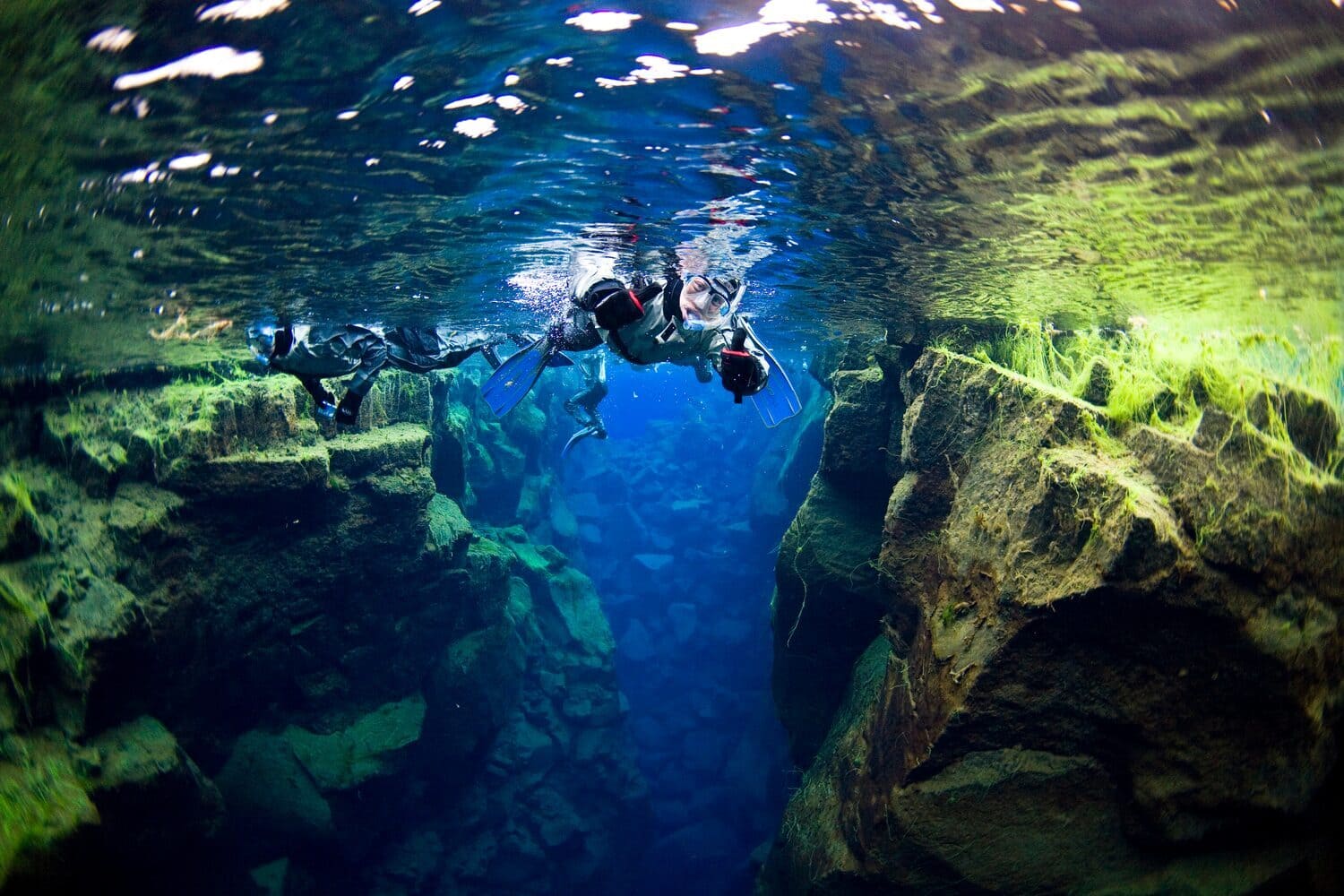 one person snorkeling silfra