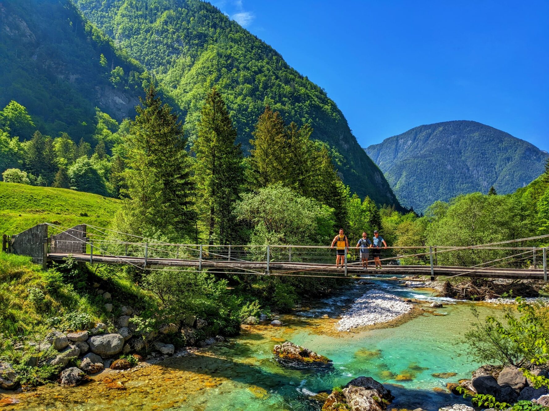 Runners on a bridge