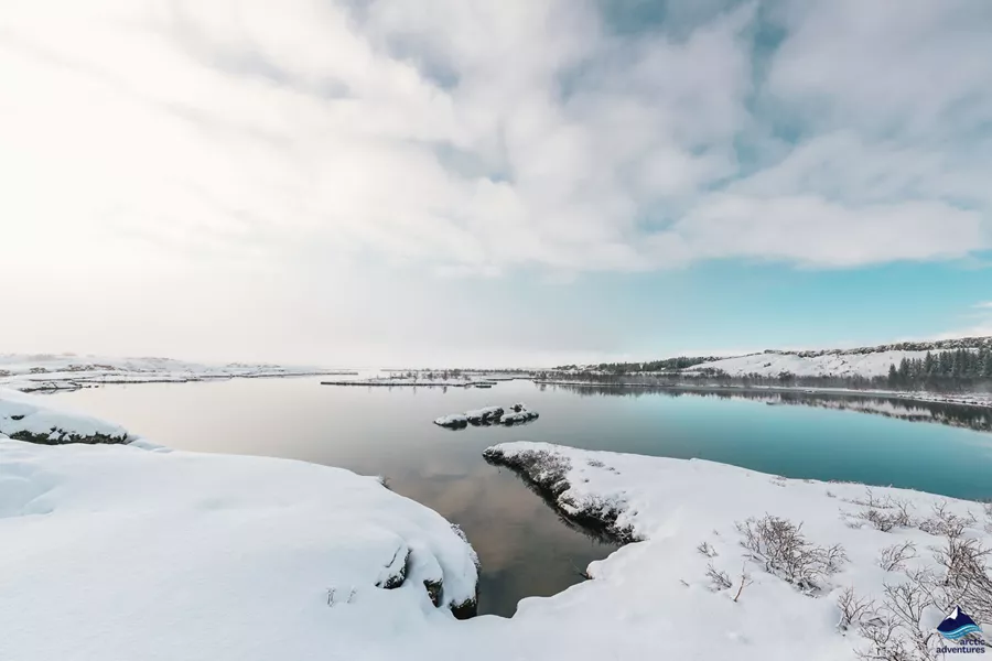 Snorkeling in snowy Iceland