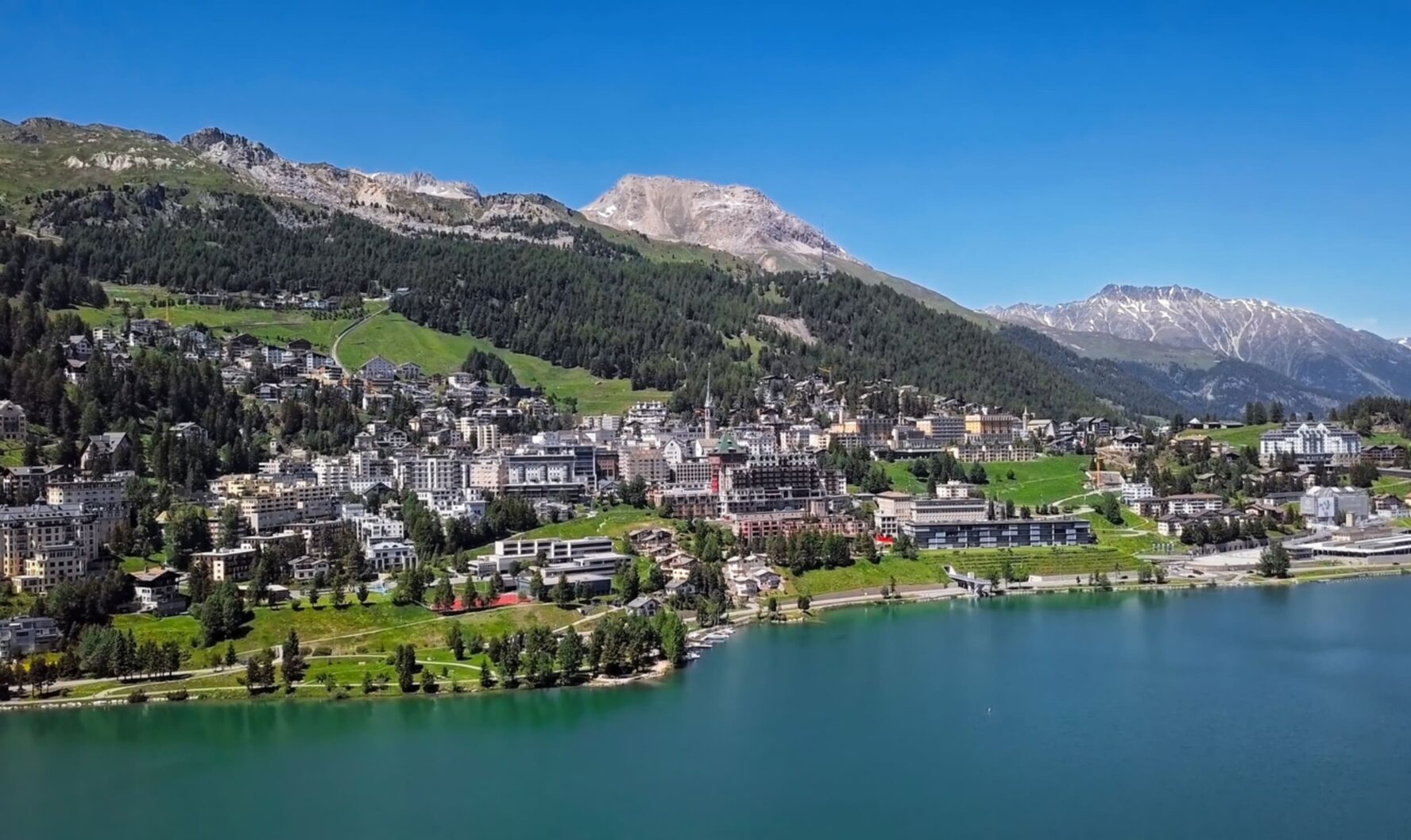 St Moritz on a lake in Switzerland