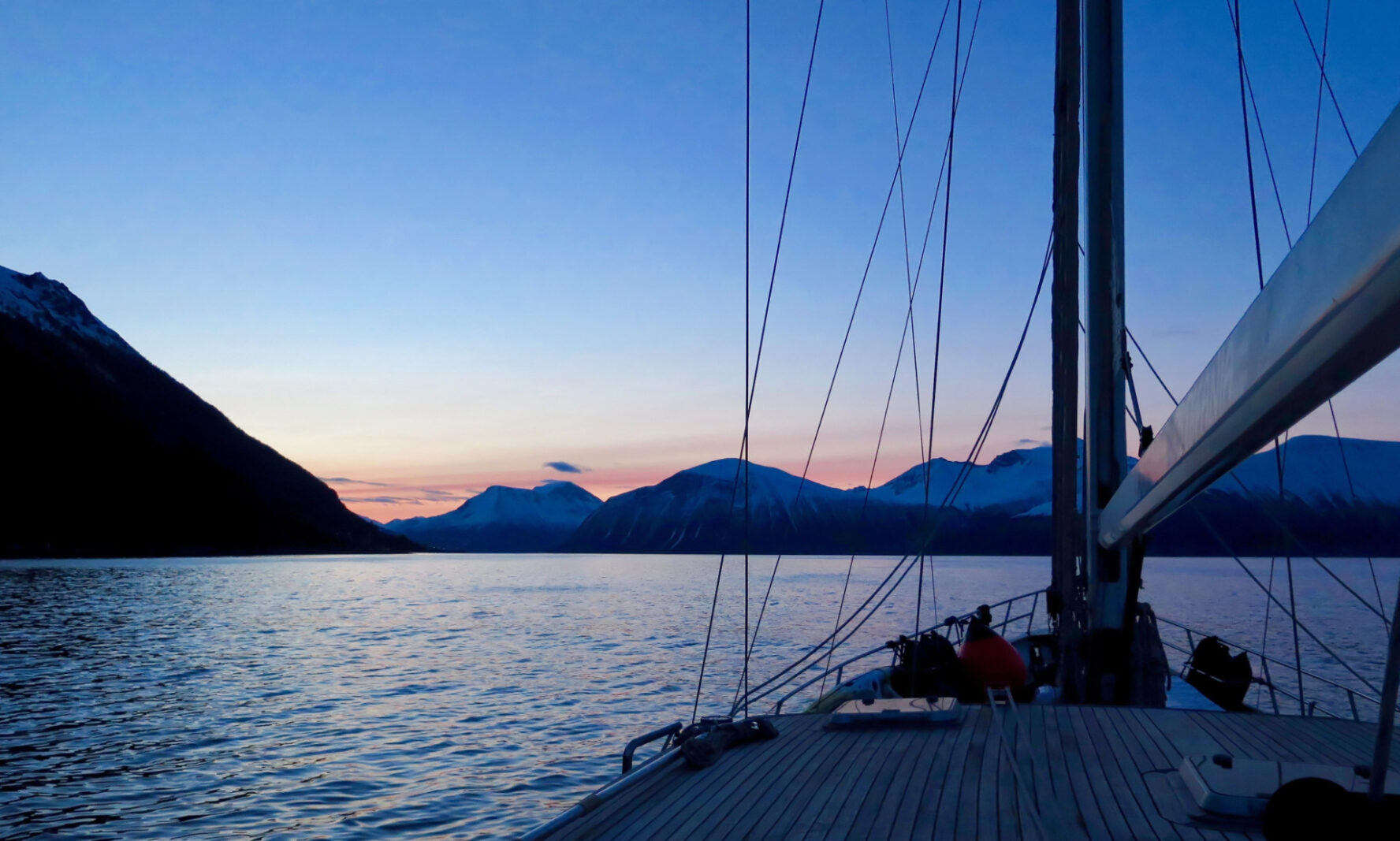 Sunset in Svalbard aboard a yacht