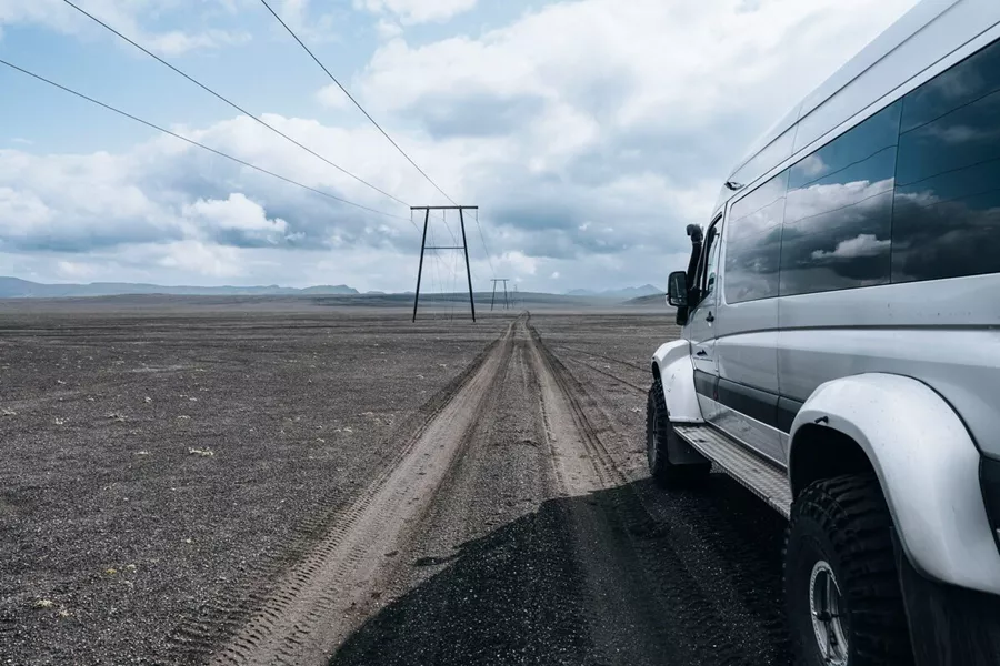 The Super Jeep on a rugged road in Iceland