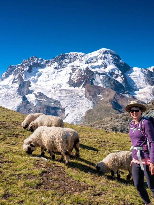 swiss alps woman hiker