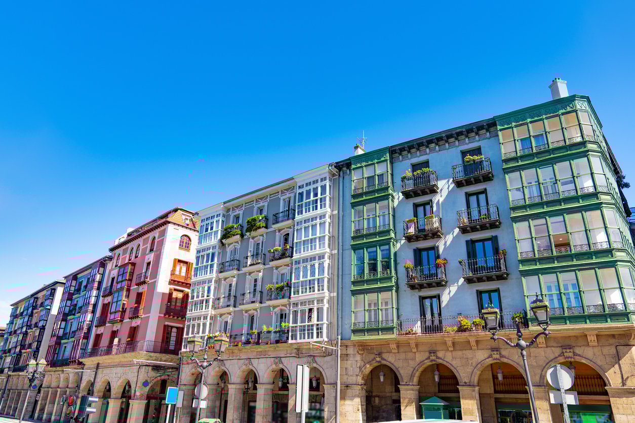 Vibrant facades in downtown Bilbao