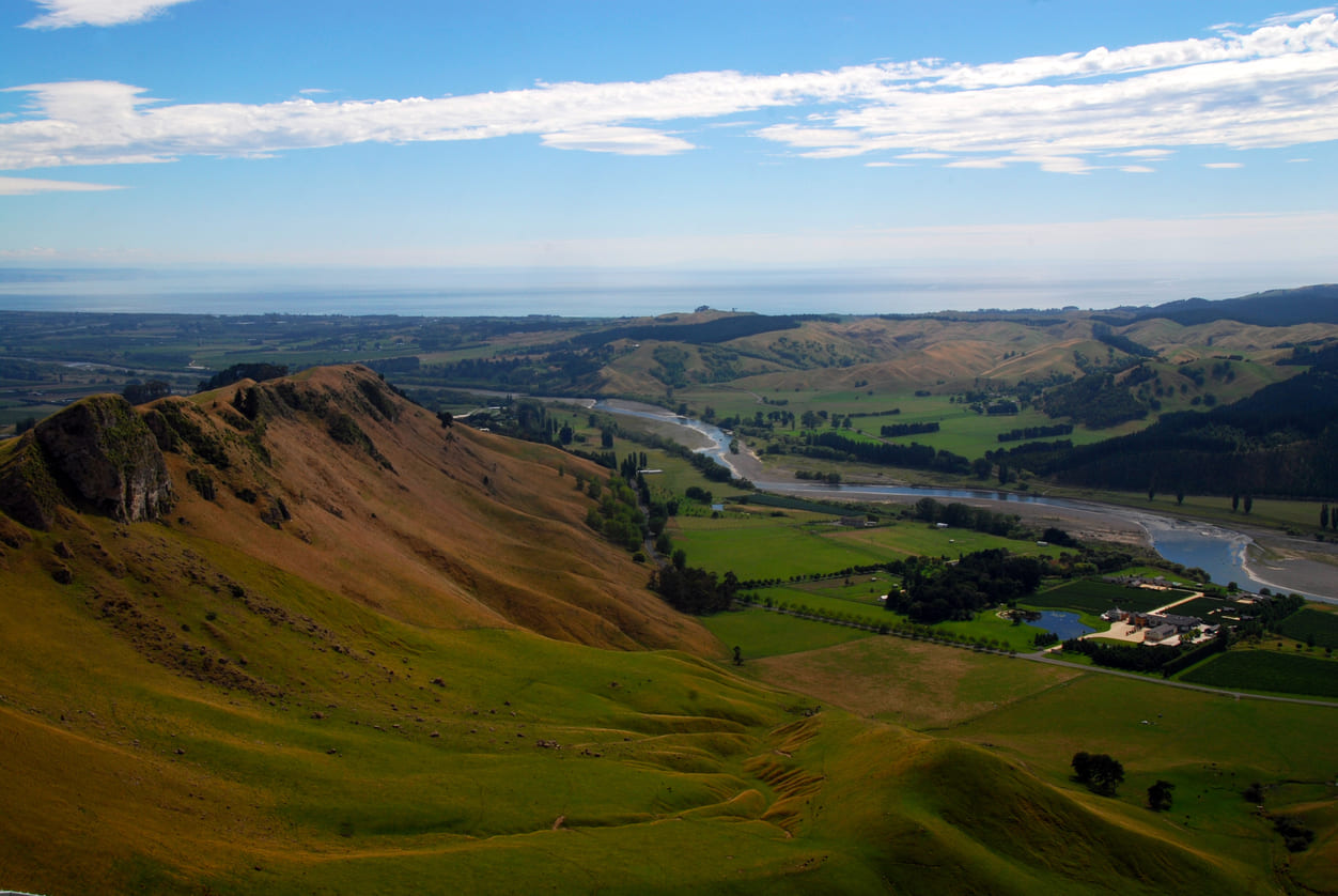 View from Te Mata Peak to the north over Tuki Tuki river