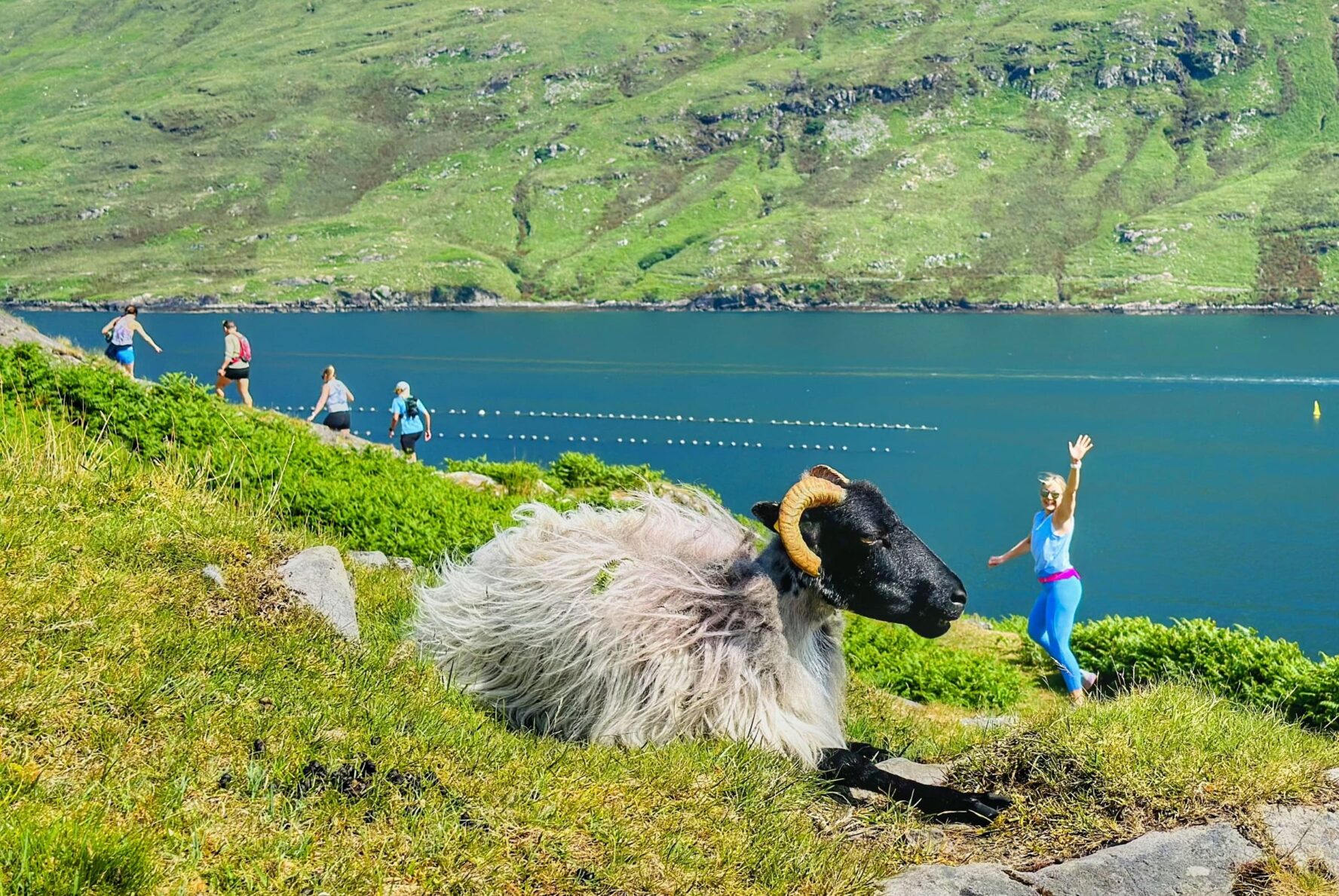 Waving while trail running