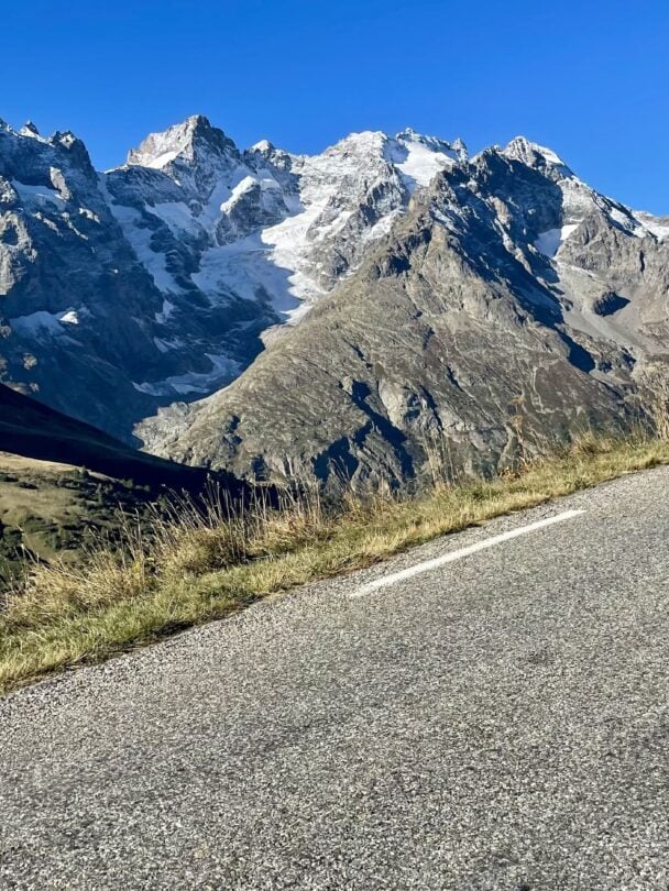 Snowy peaks bike Alps