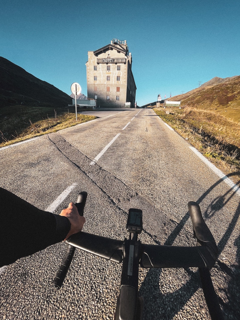 Alps road cycling sunny day