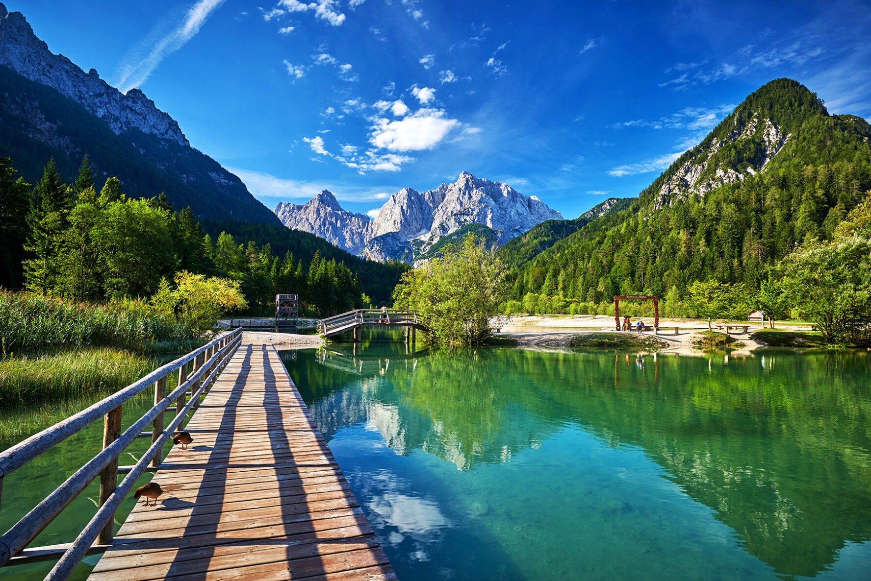 A bridge on Lake Jasna near Kranjska Gora