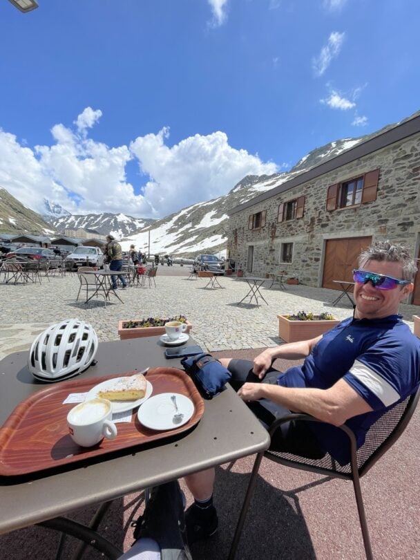 Snowy peaks bike Alps