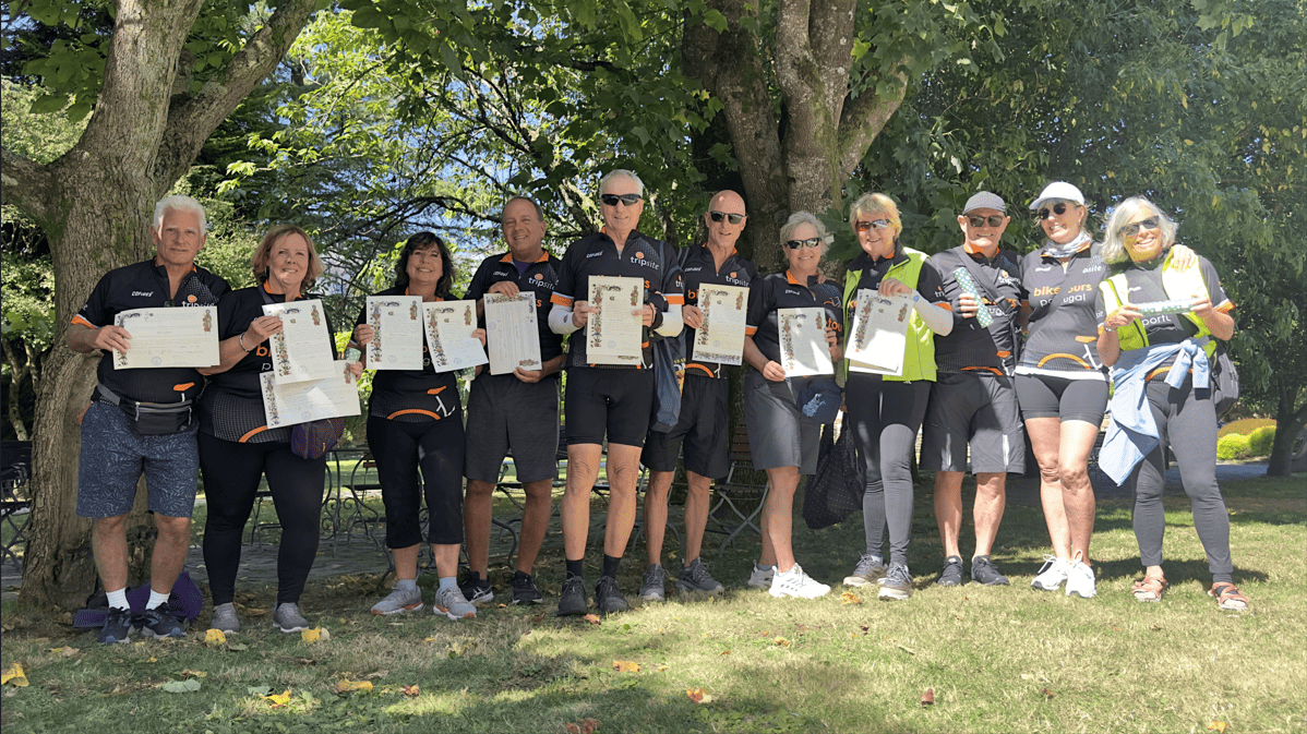 Group of cyclists in Camino de Santiago
