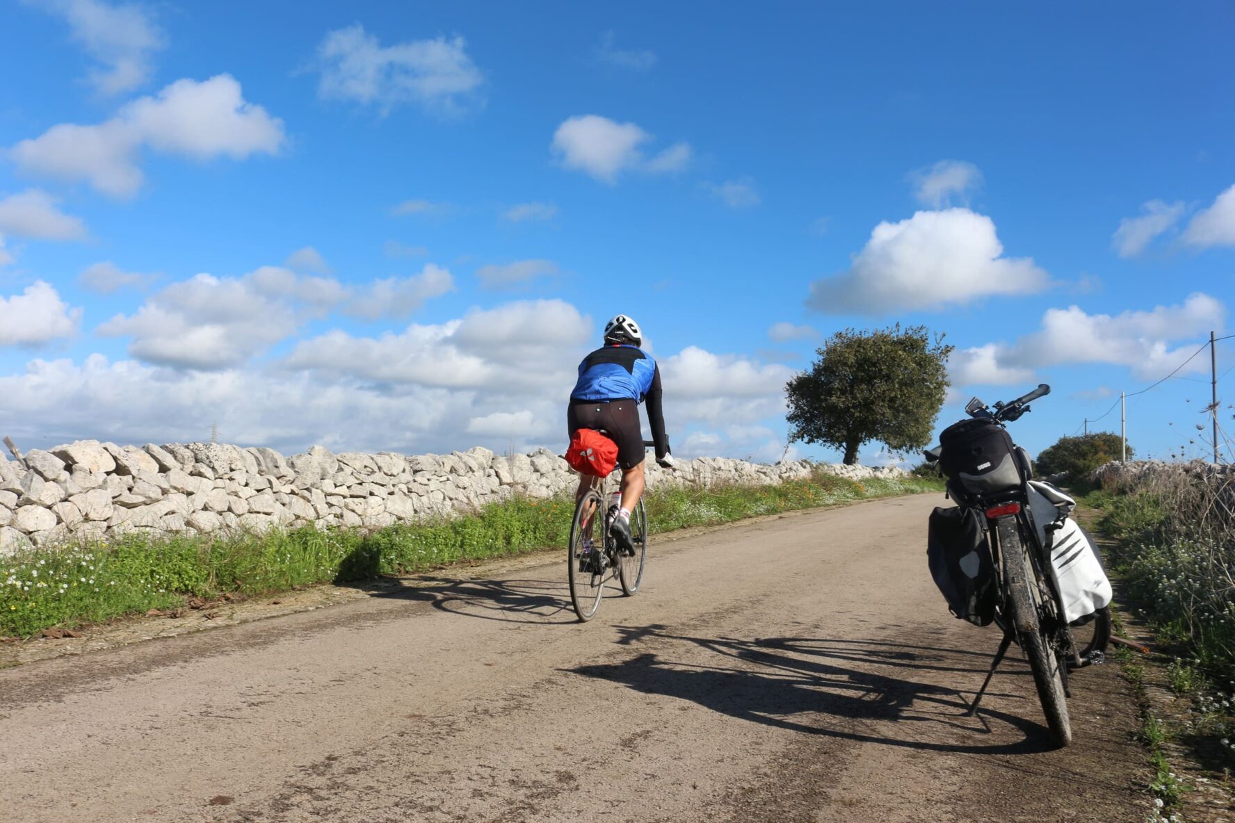 Cycling on a road in Sicily