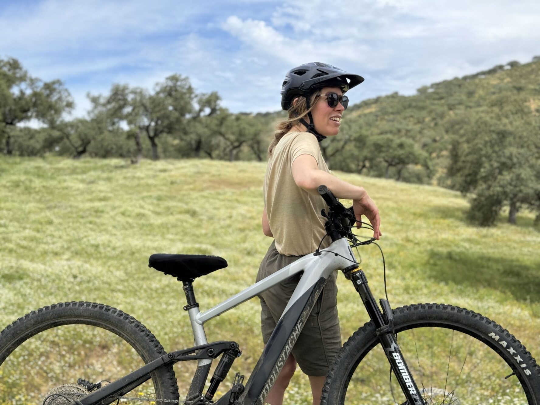 Woman smiling on the e-MTB holidays in Andalucia
