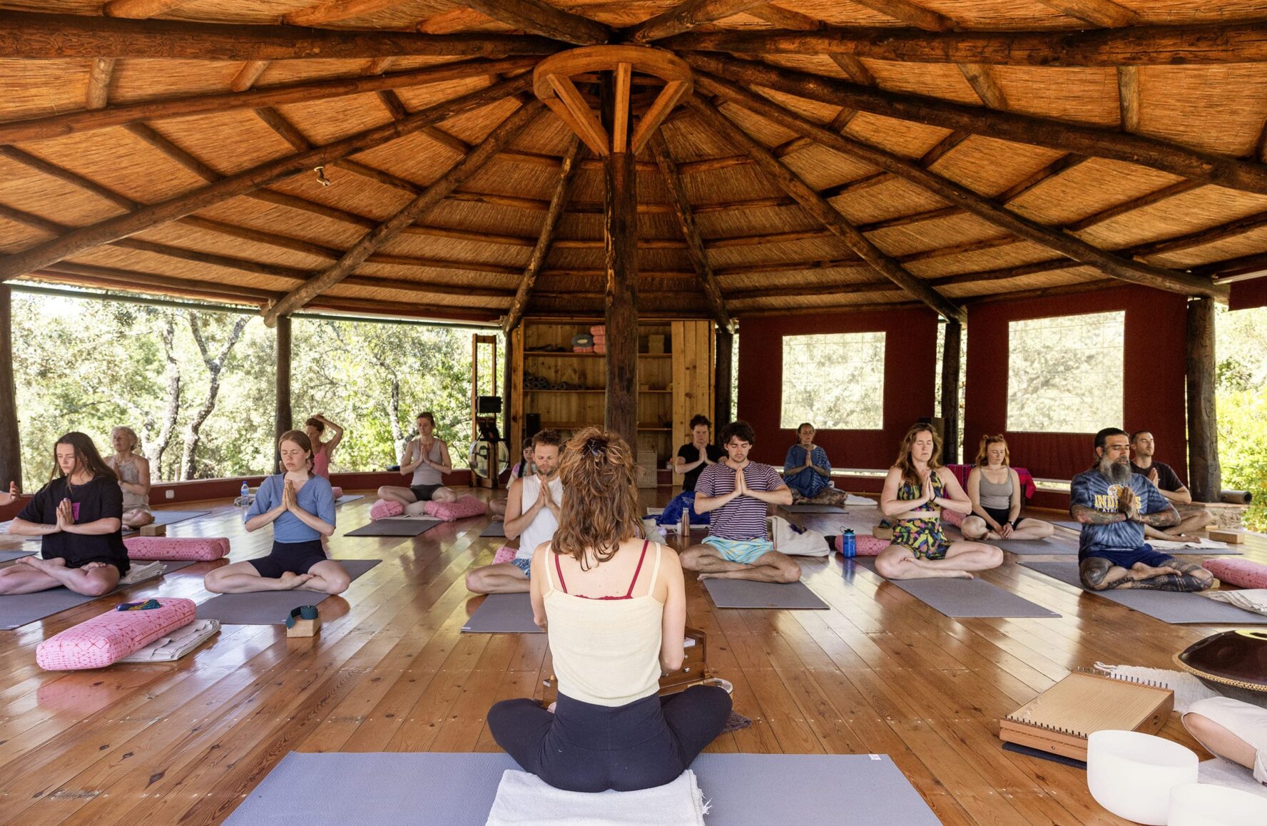 Yoga session at Finca el Moro in Andalucia
