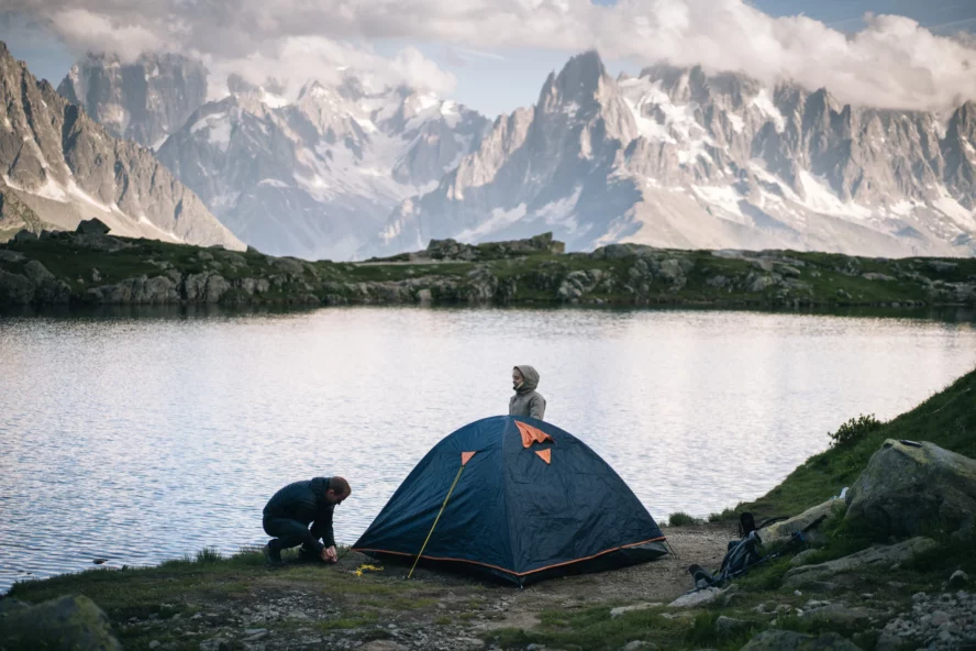 A couple camping on the Tour du Mont Blanc trek