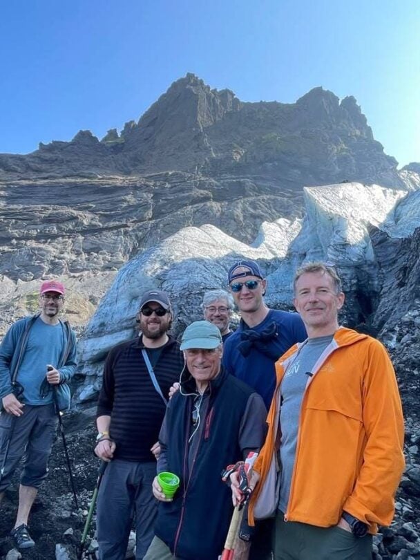 group in iceland posing