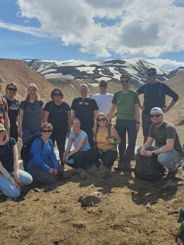 happy group of trekkers laugavegur