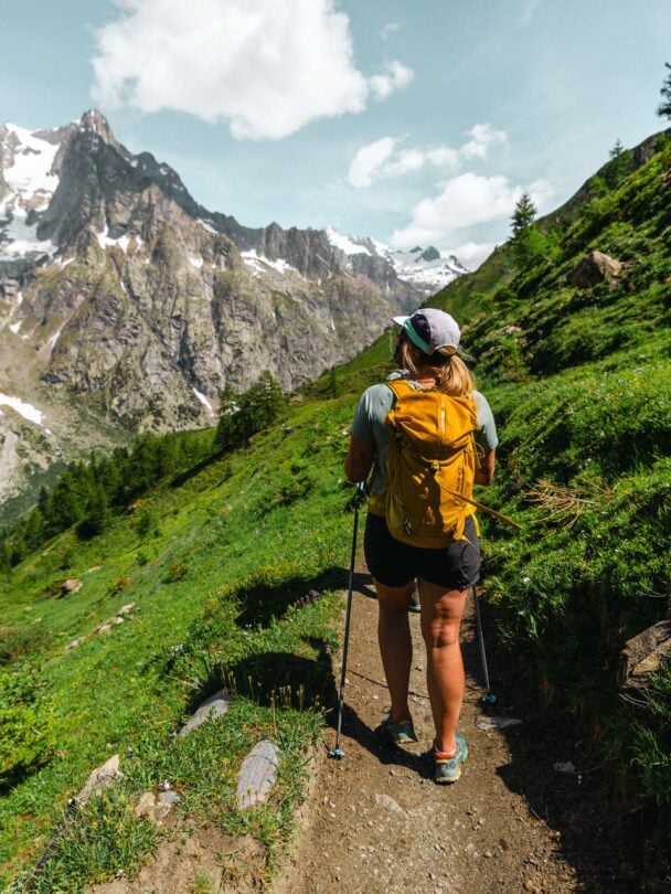 lake women hiking