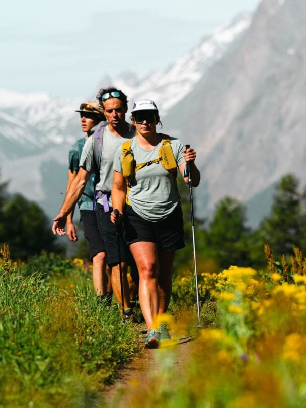 lake women hiking