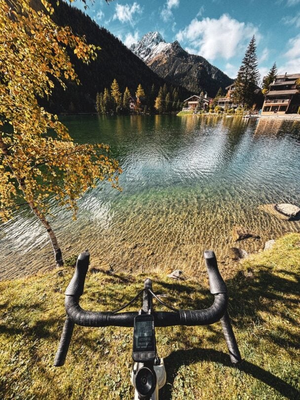 Snowy peaks bike Alps