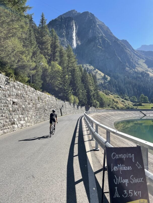 Snowy peaks bike Alps