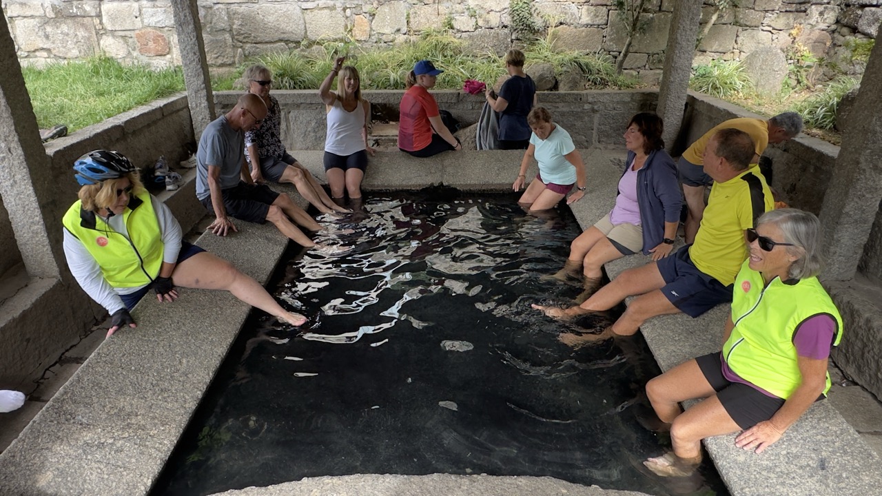 Soaking feet, coastal Camino