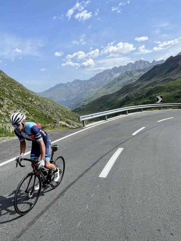 Snowy peaks bike Alps