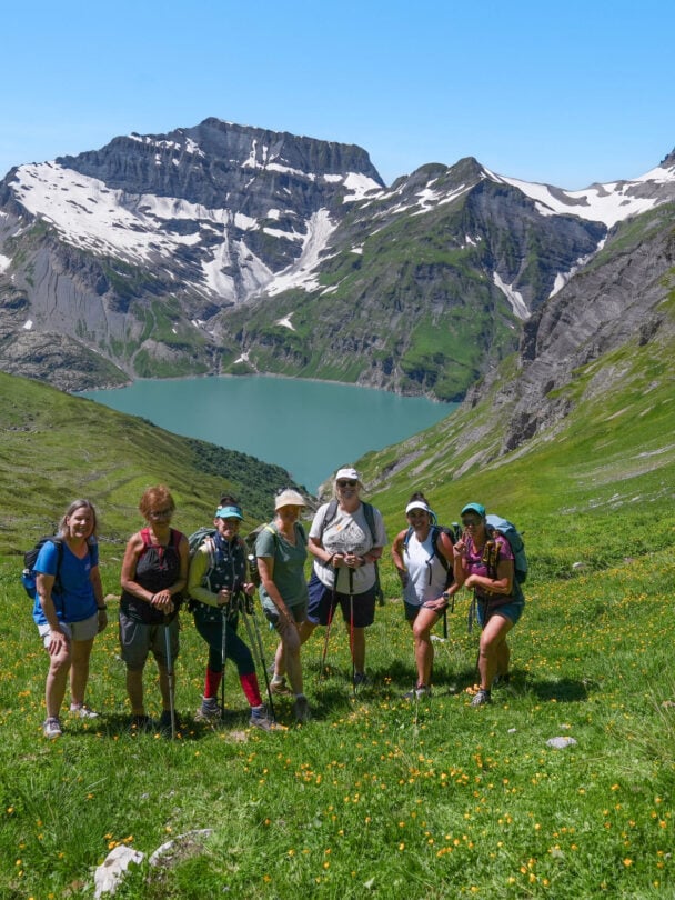 Hiking in the summer in the Alps, Lac Blanc