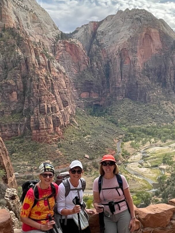 Hikers at Angels Landing on the Zion and Bryce hiking tour