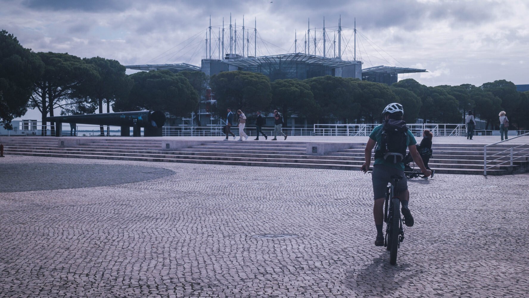 Biking in an urban area in Lisbon, Portugal