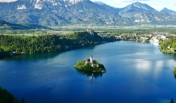 Bled and island church aerial