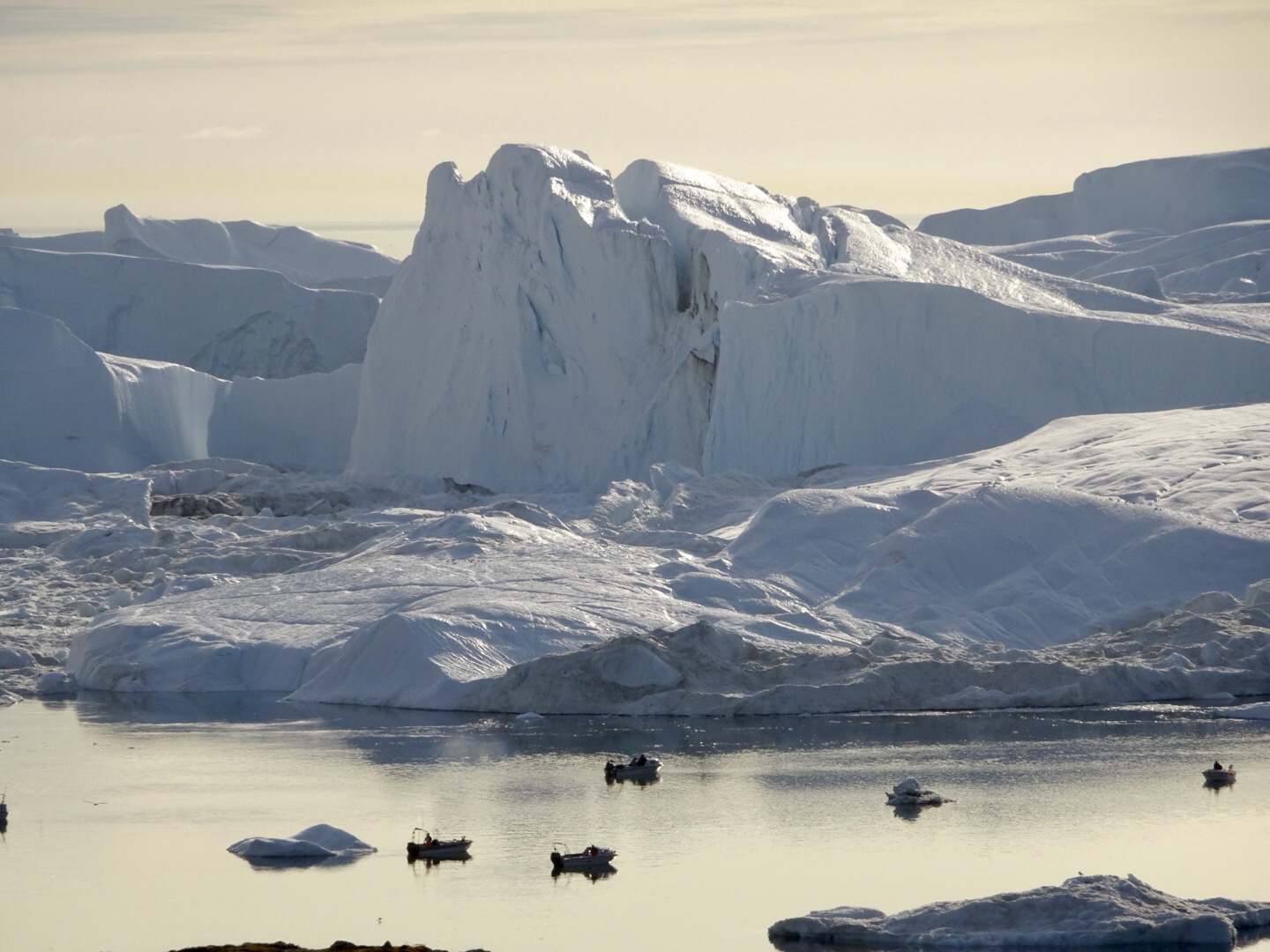 Boats near the Ilulissat Icefjord in Greenland