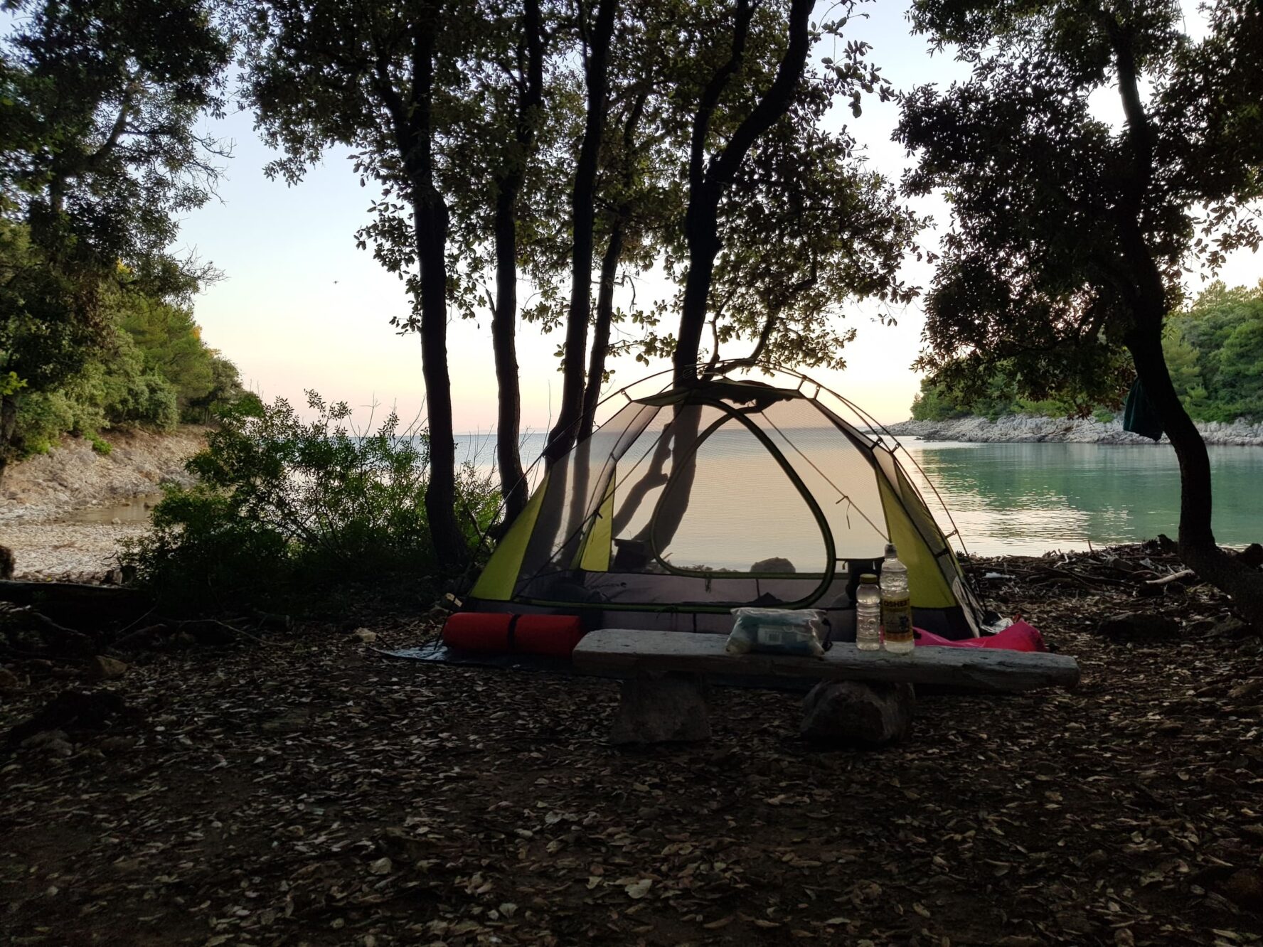 Camping on a beach in Croatia