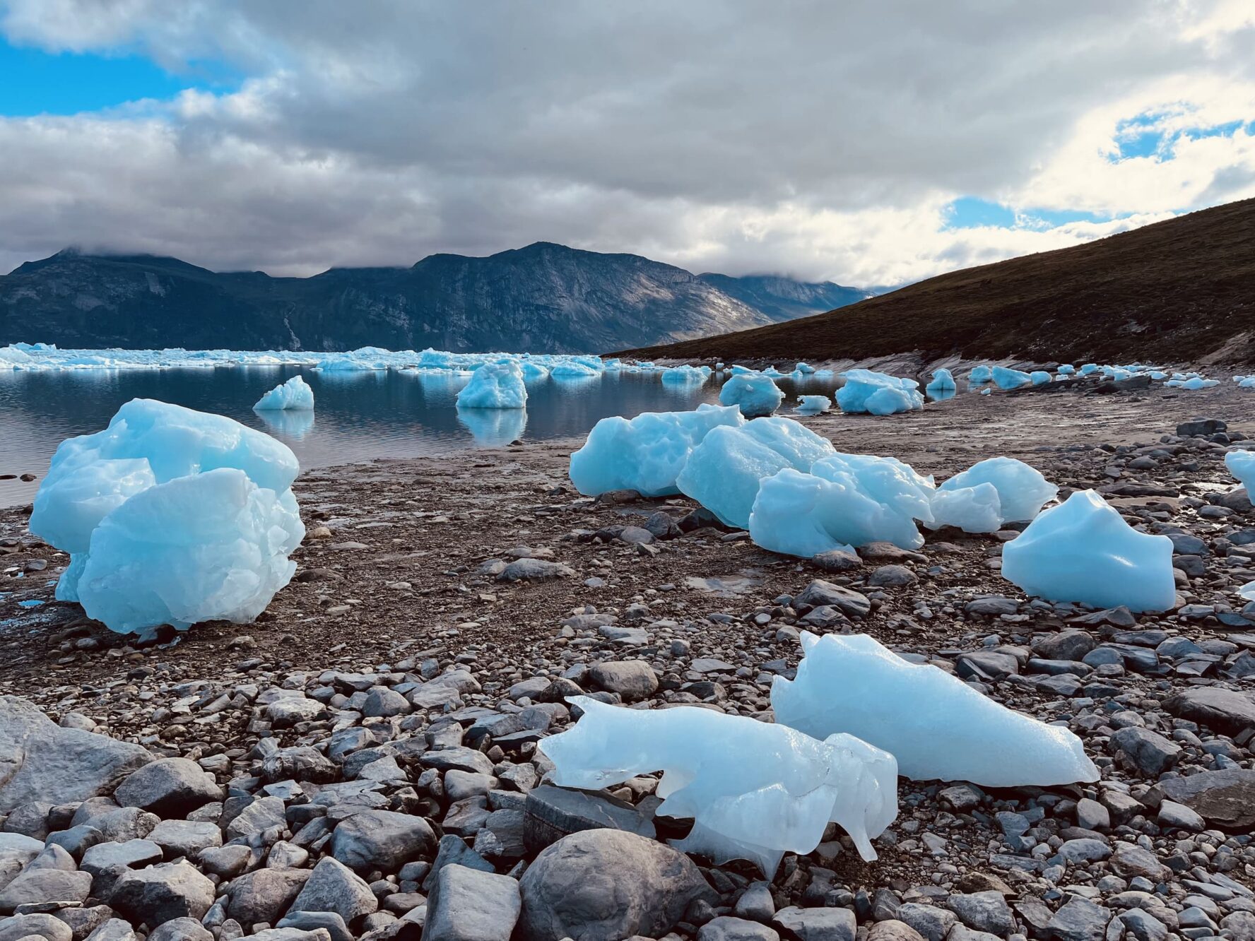 Chunks of ice on the shore