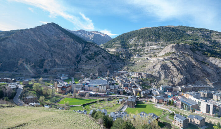 Cityscape of Canillo, Andorra in spring