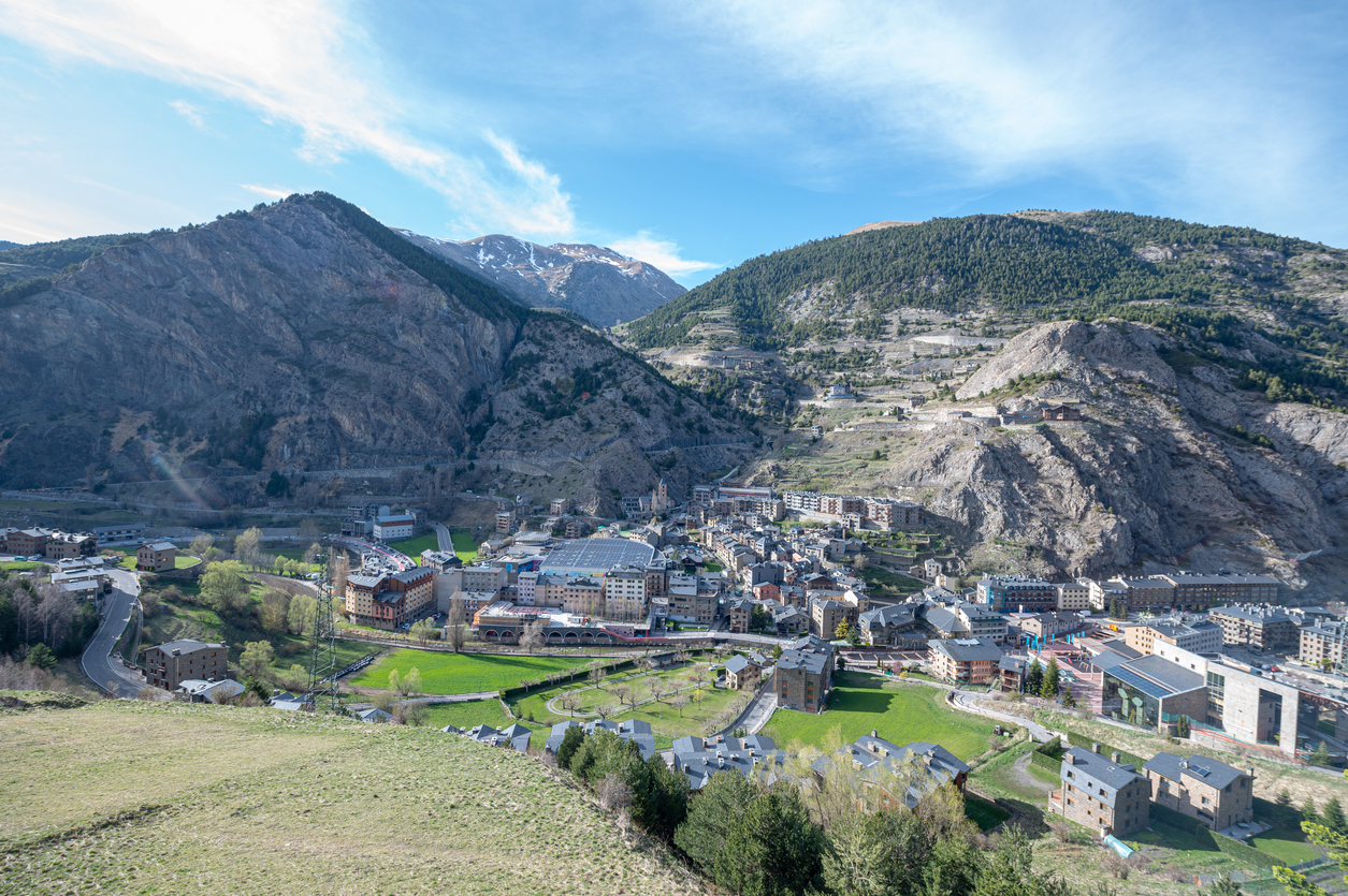 Cityscape of Canillo, Andorra in spring