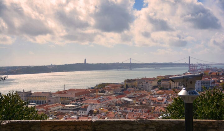 Lisbon cityscape with a view of the Tagus river