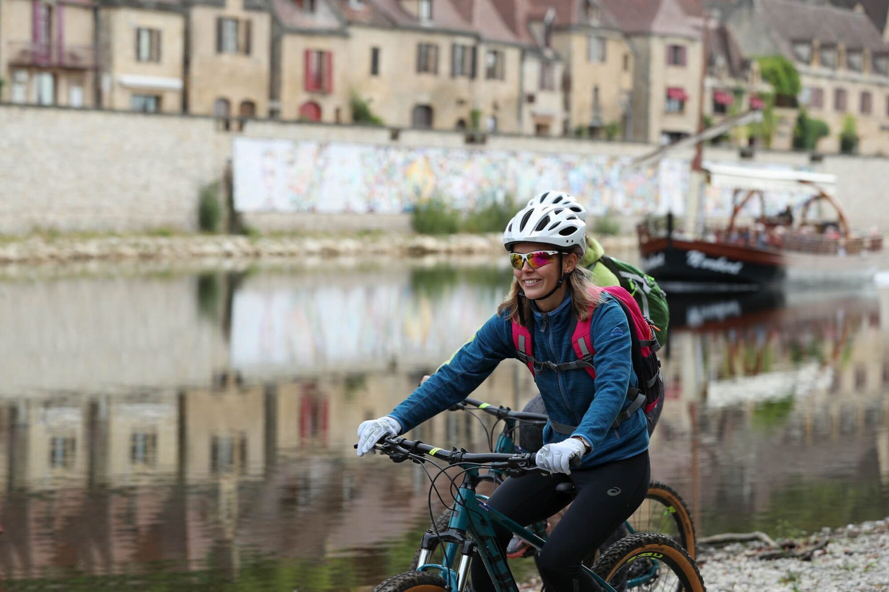 Cycling along a river